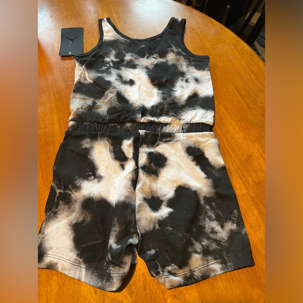 💛Girls black Tye dye JORDAN sleeveless romper size youth small NWT - Picture 3 of 4
